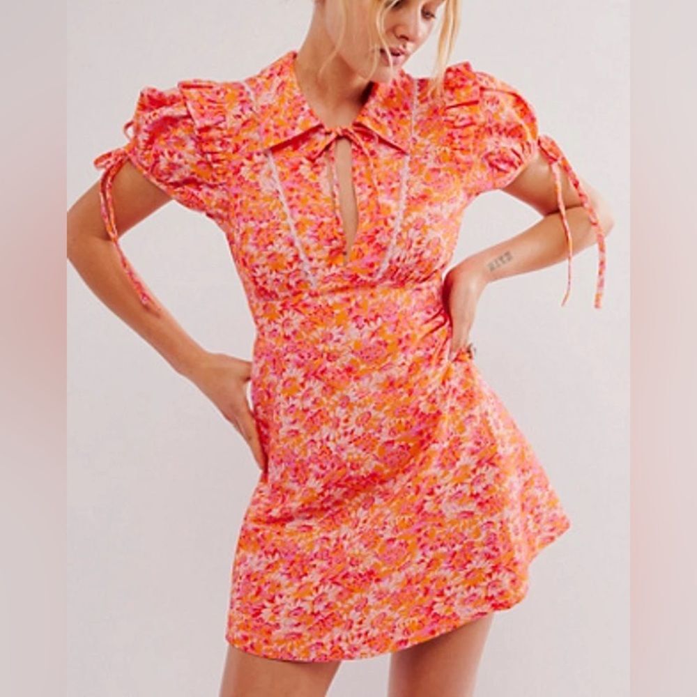 Free people Dotti Mini Dress In Floral Pink Combo Size L